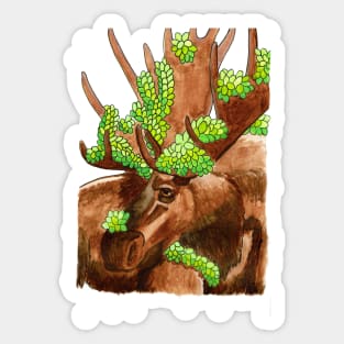 Moose with Succulents Sticker